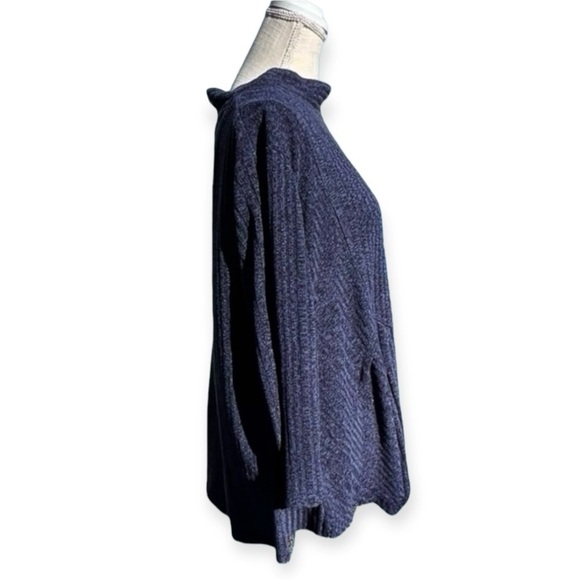 🌻Habitat Boho Lagenlook Relaxed Ribbed Knit Mock Neck Long Sleeve Top Size L - Picture 5 of 9